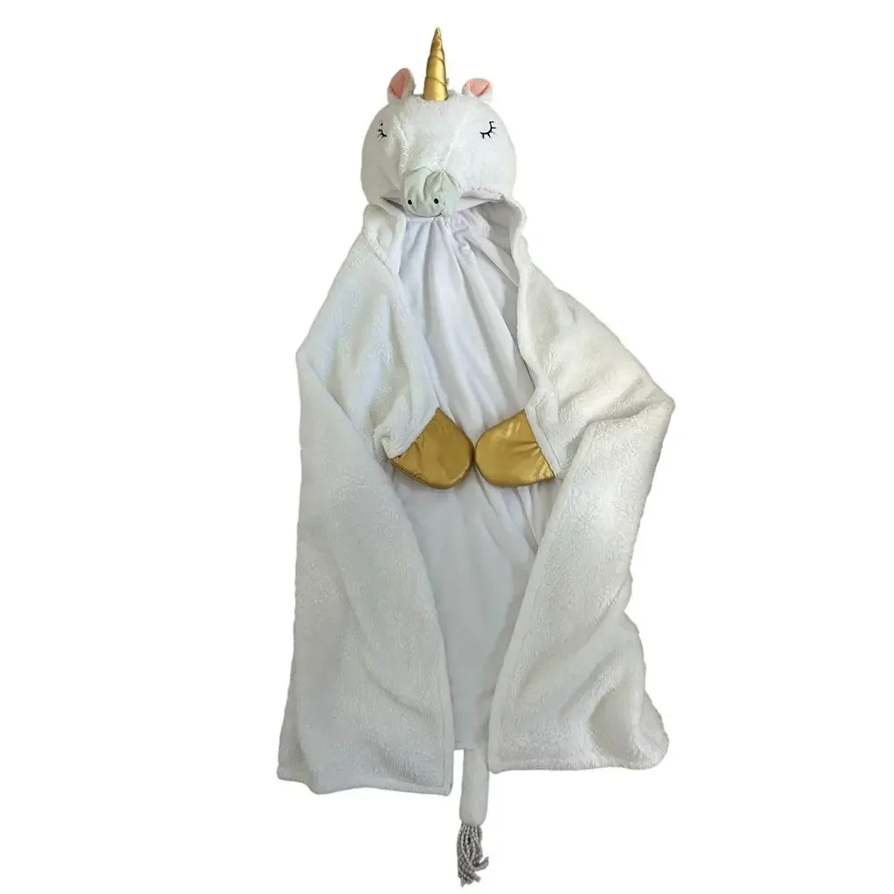 Pillow Fort Plush Unicorn Wearable Blanket with Gold Accents